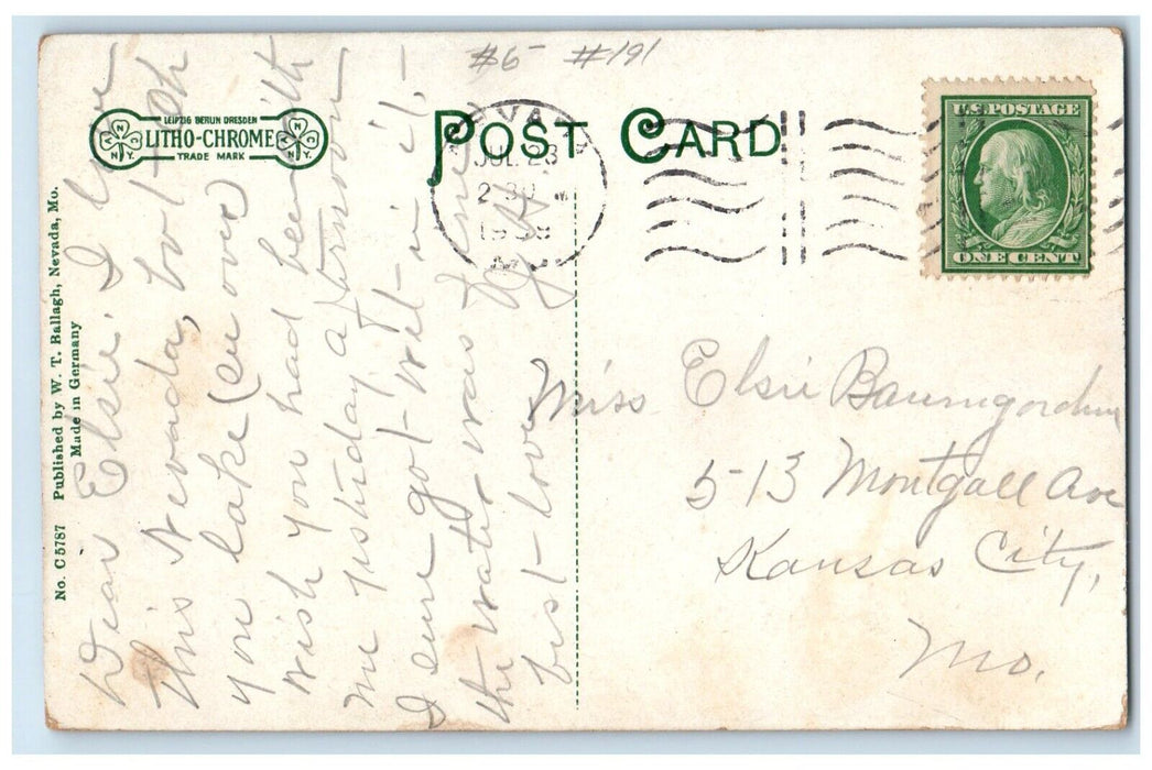 1909 Lake Park Springs Road Exterior Nevada Missouri MO Vintage Antique Postcard