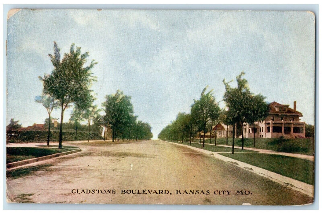 1909 Gladstone Boulevard Road Exterior Kansas City Missouri MO Vintage Postcard