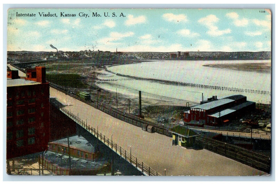1910 Interstate Viaduct Exterior Building Kansas City Missouri Vintage Postcard
