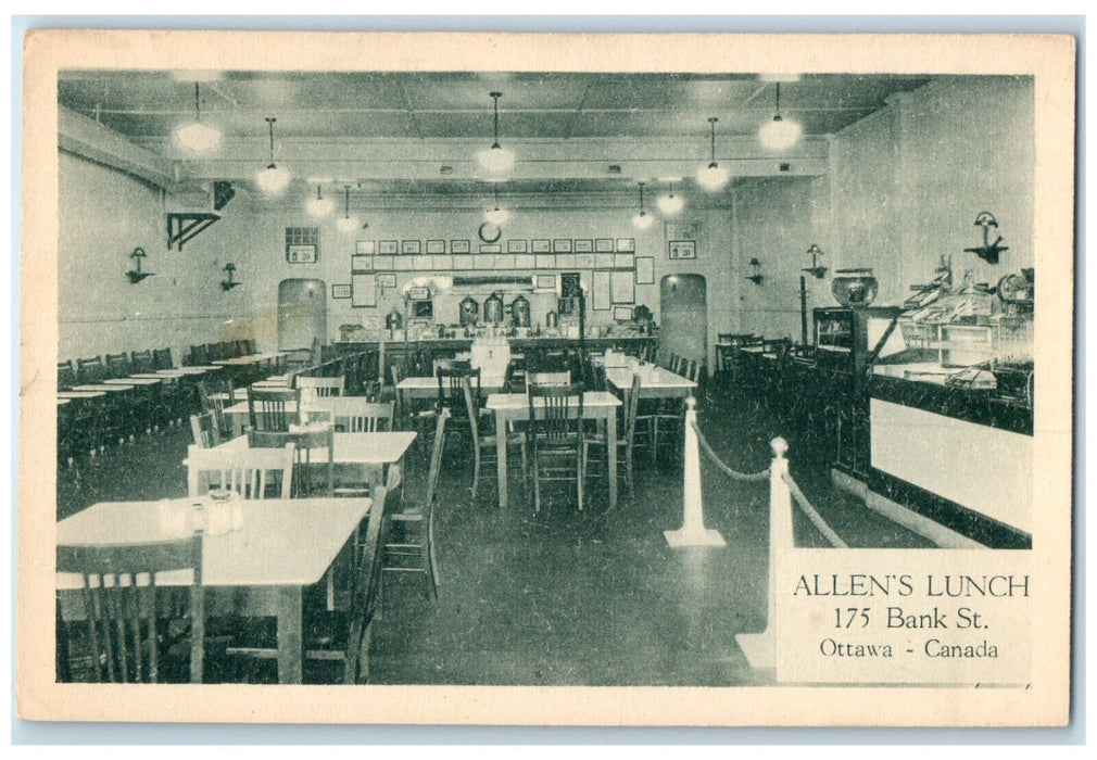 c1920's Allen's Lunch 175 Bank St. Ottawa Canada Unposted Antique Postcard