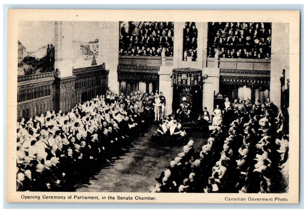 c1930's Opening Ceremony of Parliament Senate Chamber Ottawa Canada Postcard