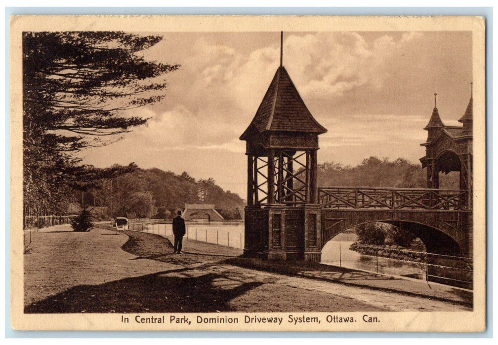 c1920's Bridge In Central Park Dominion Driveway System Ottawa Canada Postcard