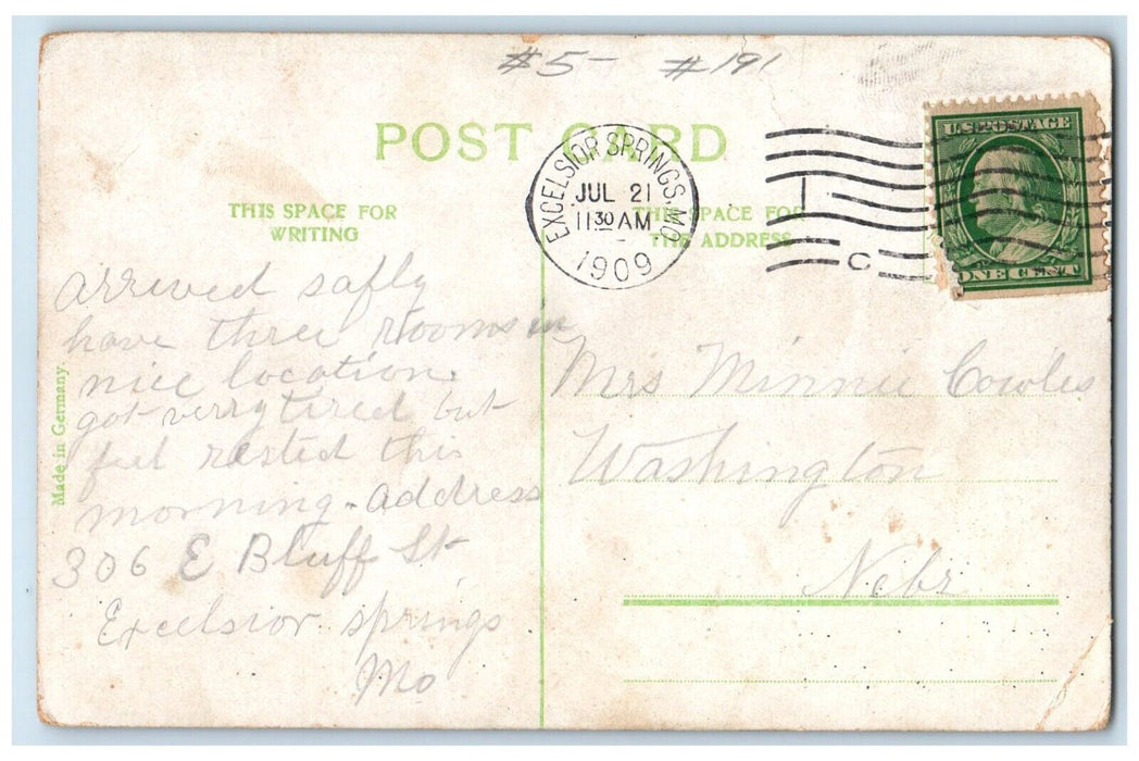 1909 Sulpho Saline Spring Exterior Excelsior Springs Missouri Vintage Postcard
