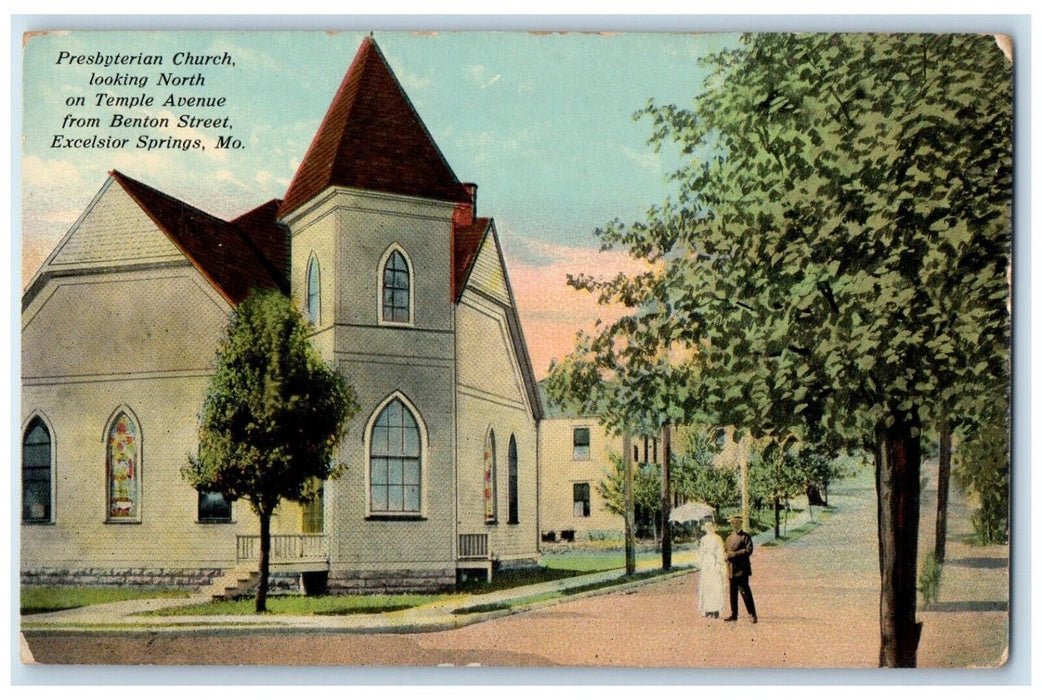 c1910 Presbyterian Church North Temple Avenue Benton Street Excelsior Postcard