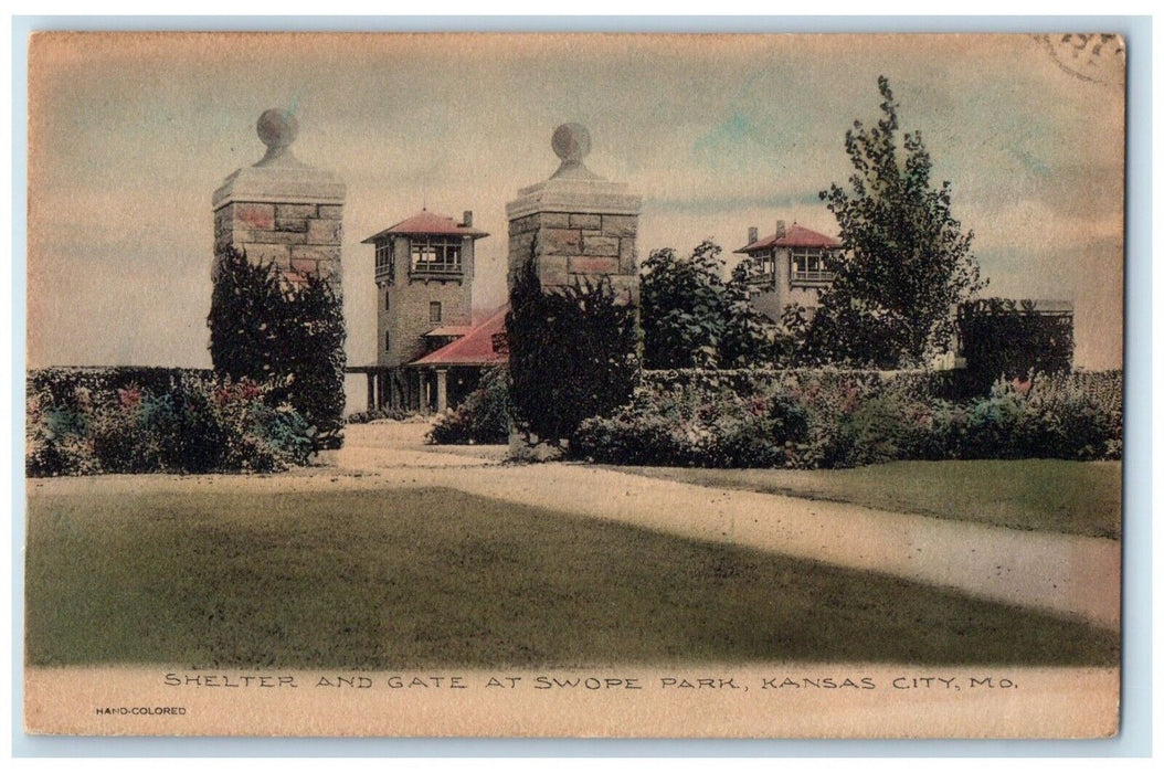 1914 Shelter Gate Swope Park Exterior Building Kansas City Missouri MO Postcard