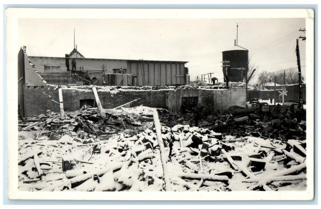 c1907 Fire Disaster Snow Winter View Renfrew Ontario Canada RPPC Photo Postcard