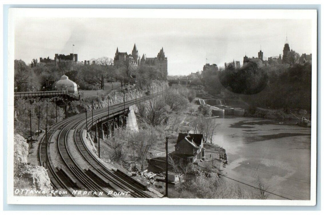 c1918 View From Nepean Kiweki Point Ottawa Ontario Canada RPPC Photo Postcard