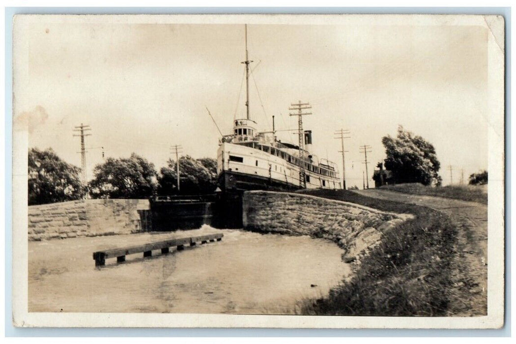 1908 Steamship Channel Locks View Ottawa Ontario Canada RPPC Photo Postcard