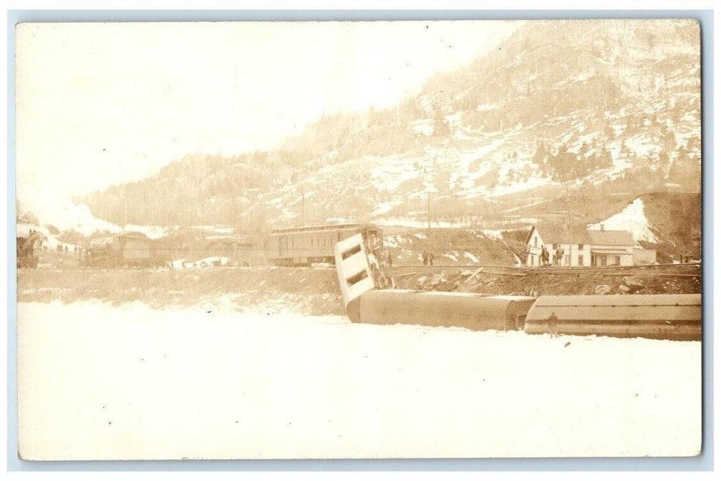 c1918 Train Wreck Railroad Disaster View Canada RPPC Photo Unposted Postcard