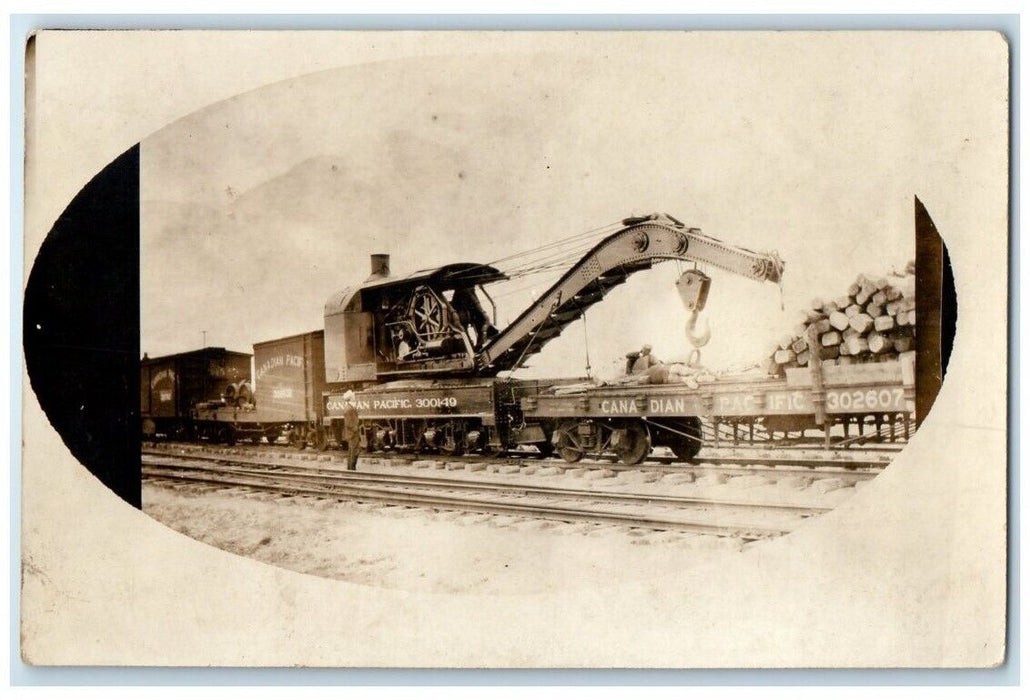 c1910s CPR Canadian Pacific Railway Train Crane Occupational RPPC Photo Postcard