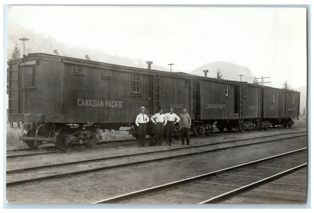 c1910's CPR Canadian Pacific Railway Train Paint Gang View RPPC Photo Postcard