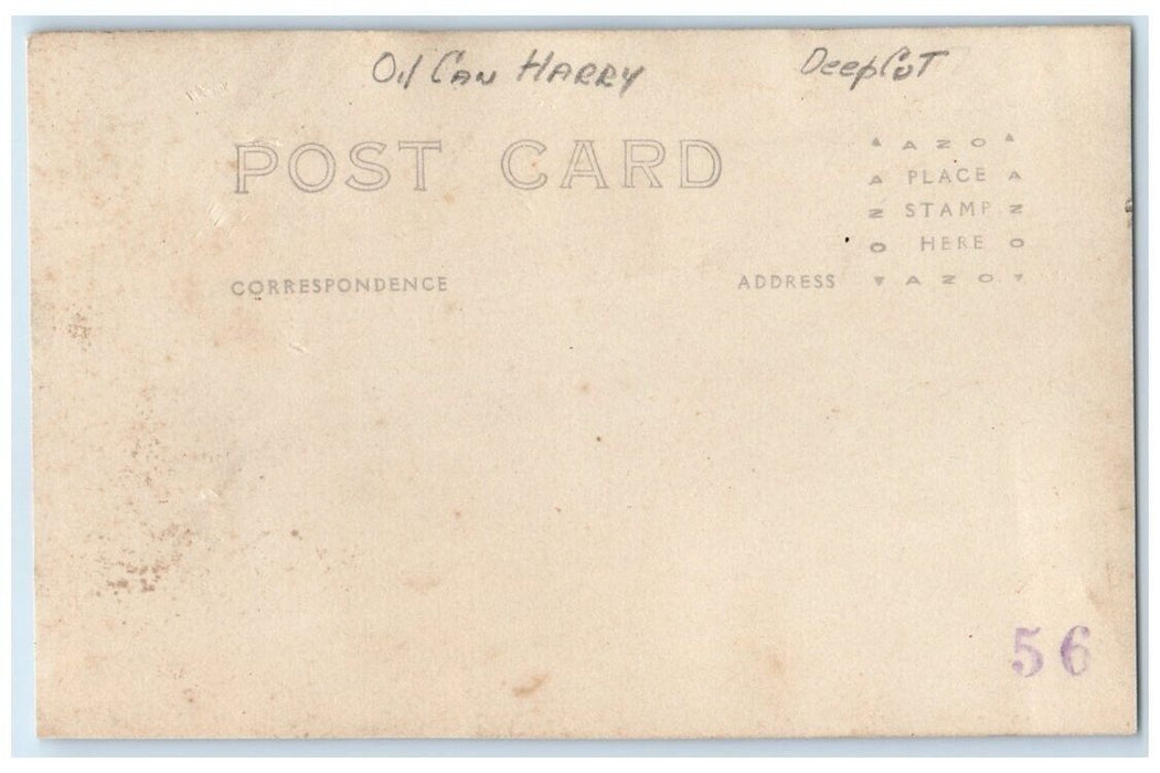 c1918 Oil Can Harry Railroad Train Worker Occupational RPPC Photo Postcard
