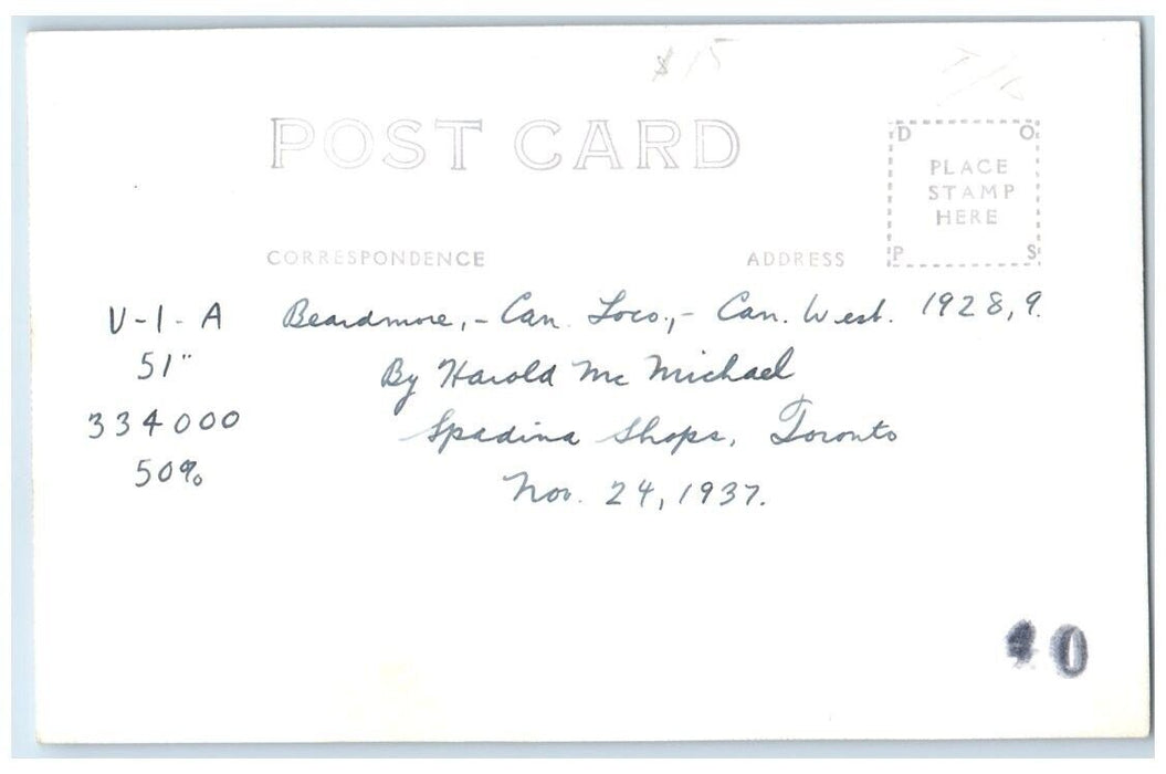 1937 Canadian National Railroad Train #9001 Toronto Ontario RPPC Photo Postcard