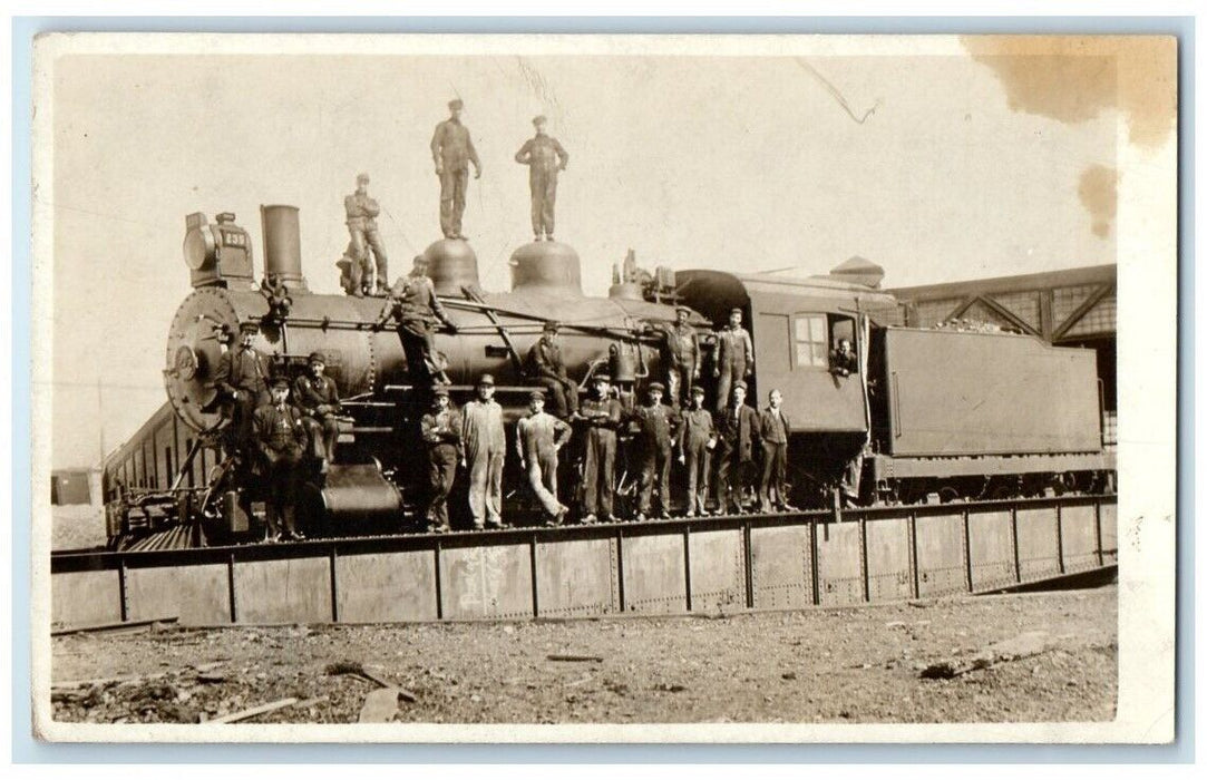 c1920's Railroad Workers Train Engine #235 Ontario Canada RPPC Photo Postcard