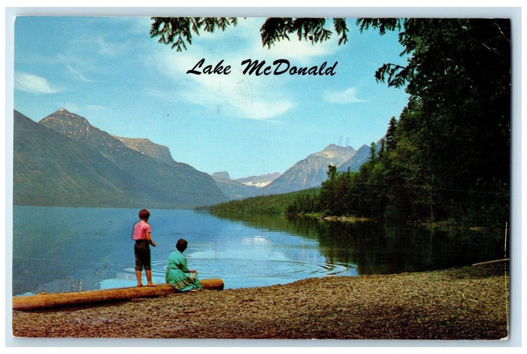 1970 Lake McDonald Glacier National Mountain River Park Montana Vintage Postcard