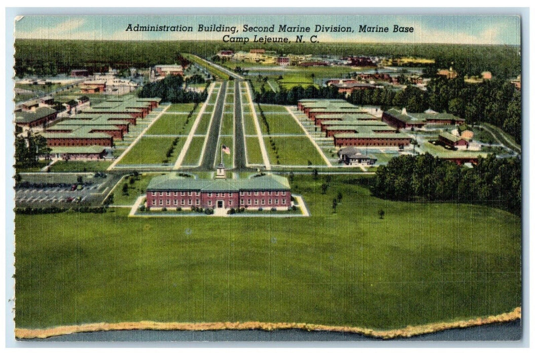 1949 Administration Building Second Marine Division Base Camp Lejeune Postcard