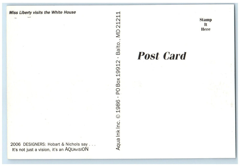 1986 Statue Liberty Funky Humor Costume Miss Liberty Visit White House Postcard
