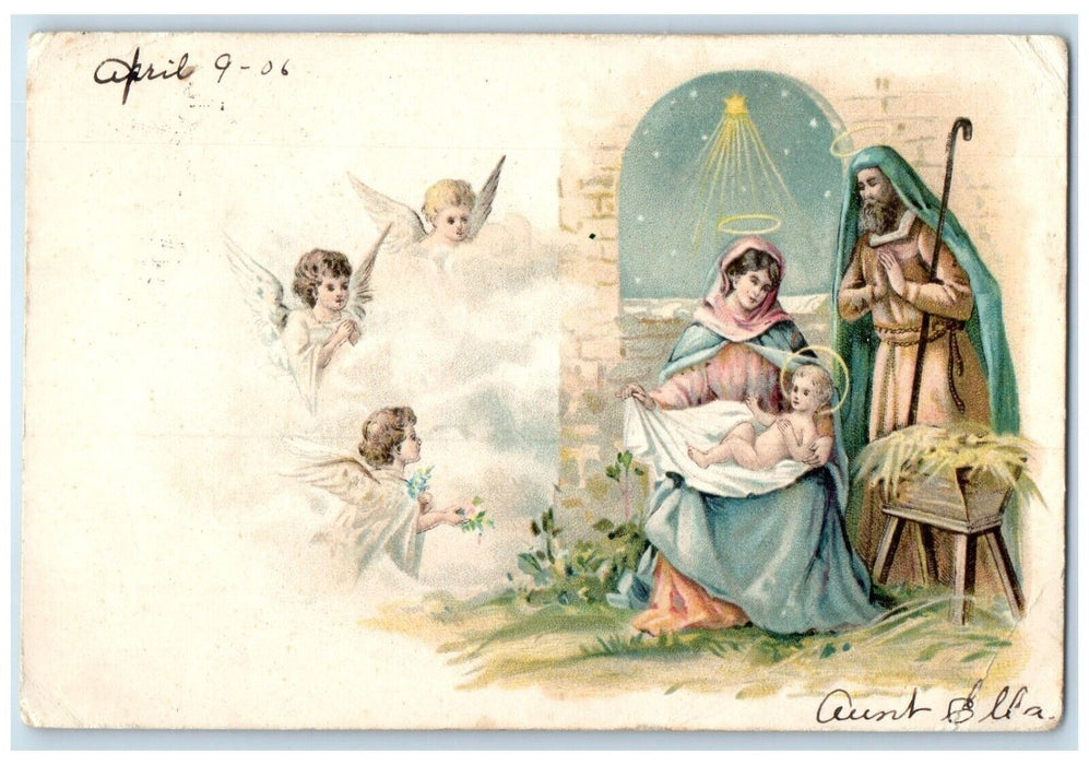 1906 Easter Angels Religious Harding Massachusetts MA Posted Antique Postcard