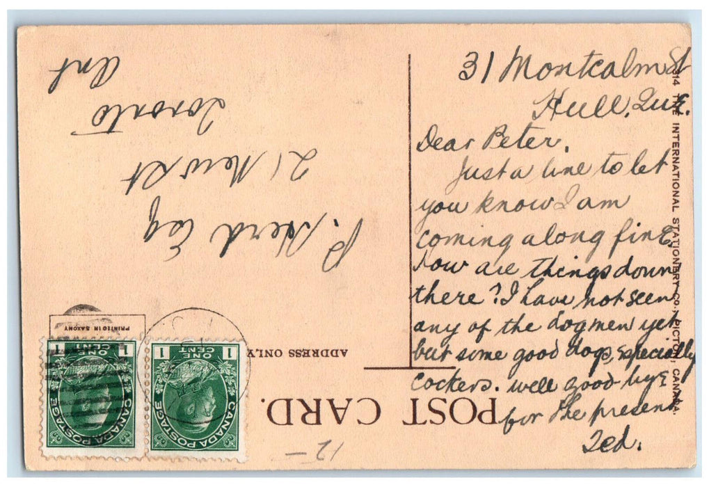 c1930's Spark St. South Side Ottawa Ontario Canada Vintage Posted Postcard