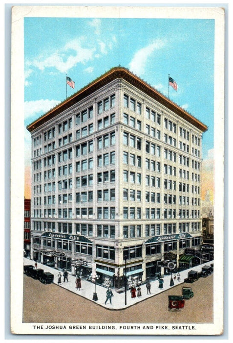 c1920 Joshua Green Building Exterior Fourth Pike Seattle Washington WA Postcard