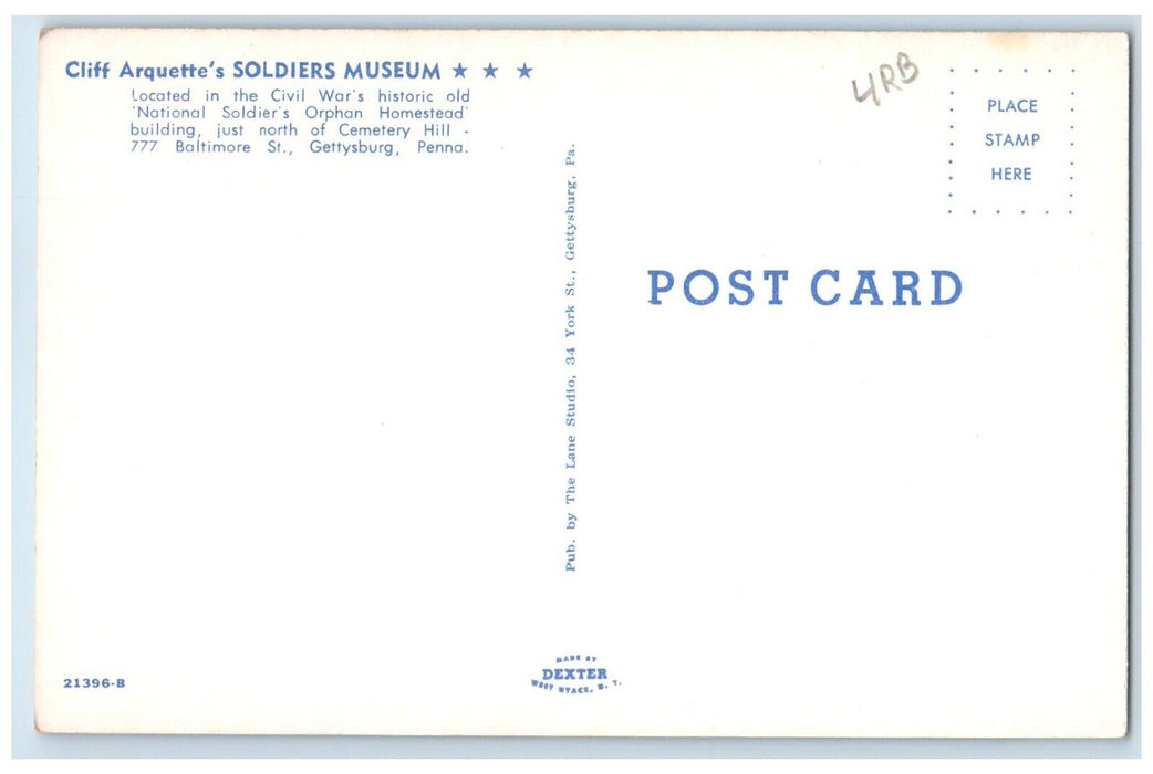 1960 Exterior Cliff Arquette Soldiers Museum Gettysburg Pennsylvania PA Postcard