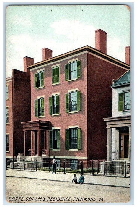 1910 Exterior View Gen Lee Residence Building Richmond Virginia Antique Postcard