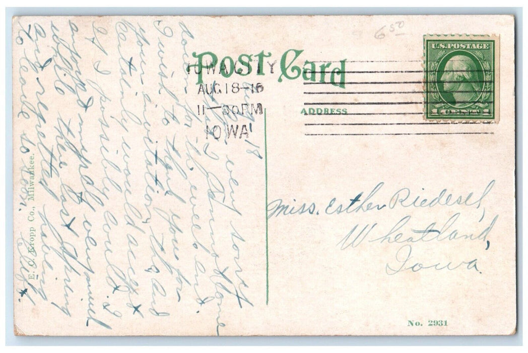 1916 Physics Building University Exterior Building Field Iowa City Iowa Postcard