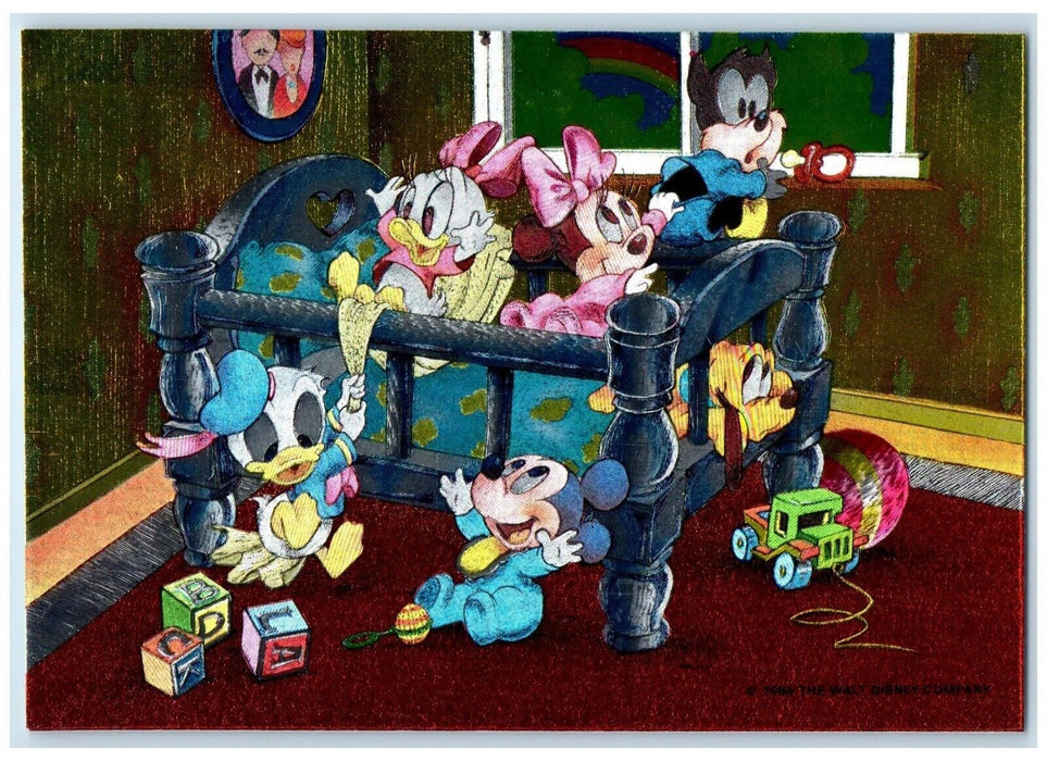 1984 Dufex Mickey Mouse Donald Duck Car Walt Disney Unposted Vintage Postcard