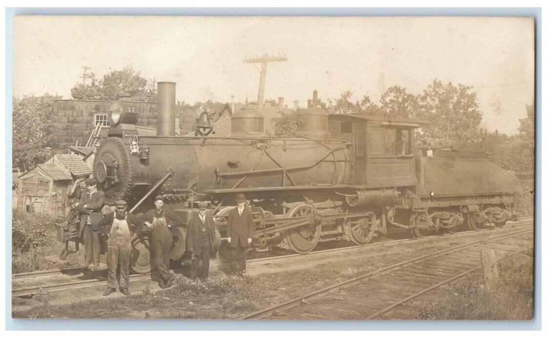 c1910's Railroad Train Engine Conductor Fort William Ontario RPPC Photo Postcard