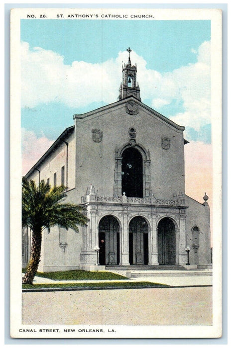 c1910 St. Anthony's Catholic Church Canal Street New Orleans Louisiana Postcard