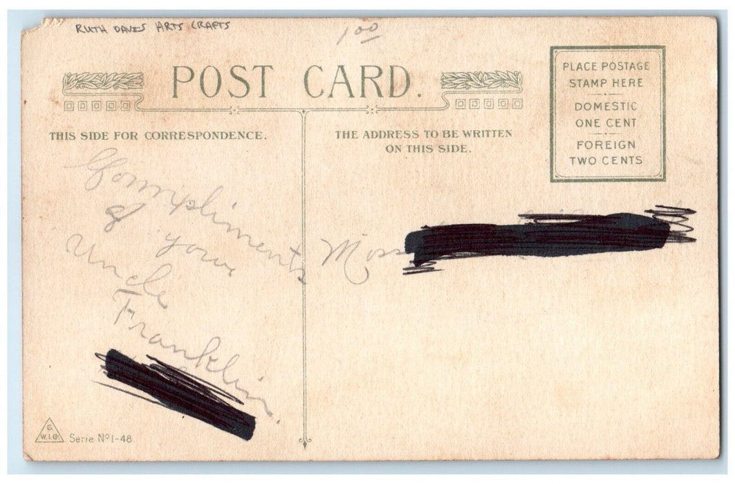 c1910's Be Aware Of Desperate Steps Flowers Arts Crafts Ruth Davis Postcard