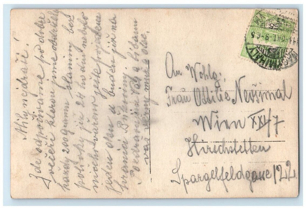 1909 Railroad Train Station Depot View Nagymihaly Slovakia RPPC Photo Postcard