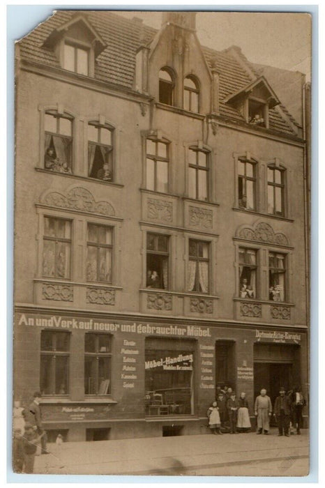 c1910's Furniture Store Building View Men Women Germany RPPC Photo Postcard