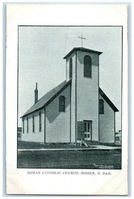 c1905 View Of Roman Catholic Church Bisbee North Dakota ND Antique Postcard