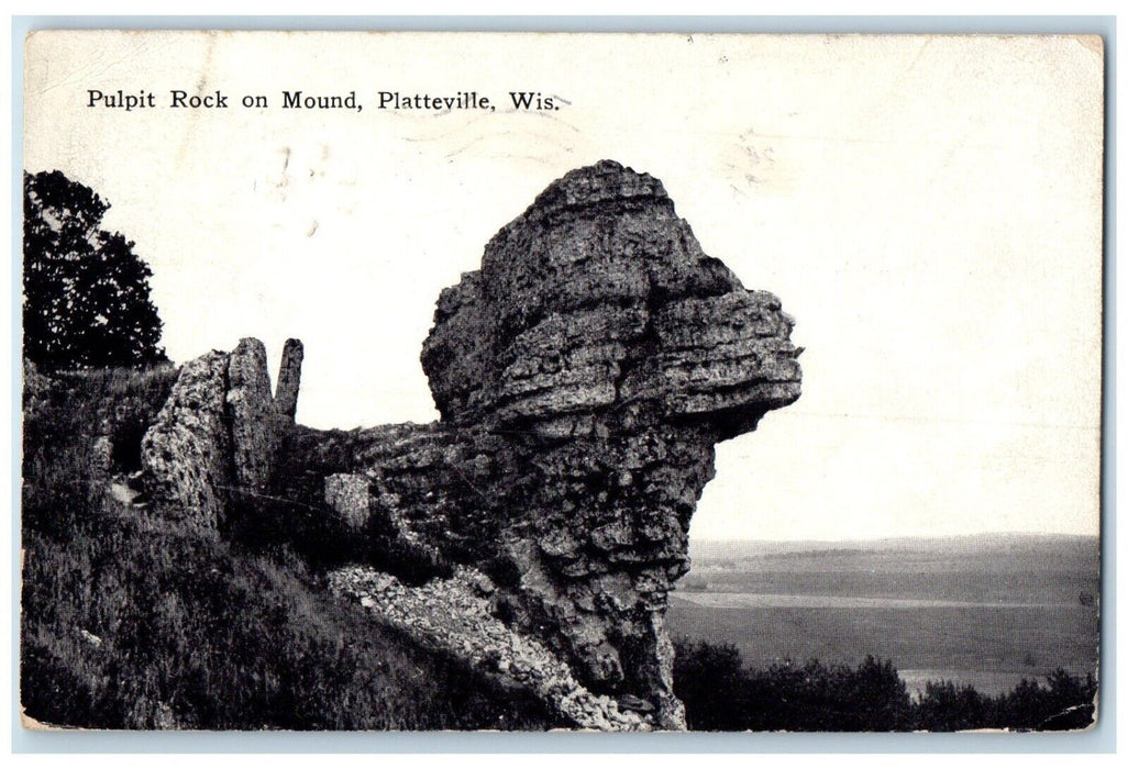c1910's Pulpit Rock On Mound Platteville Wisconsin WI Posted Antique Postcard