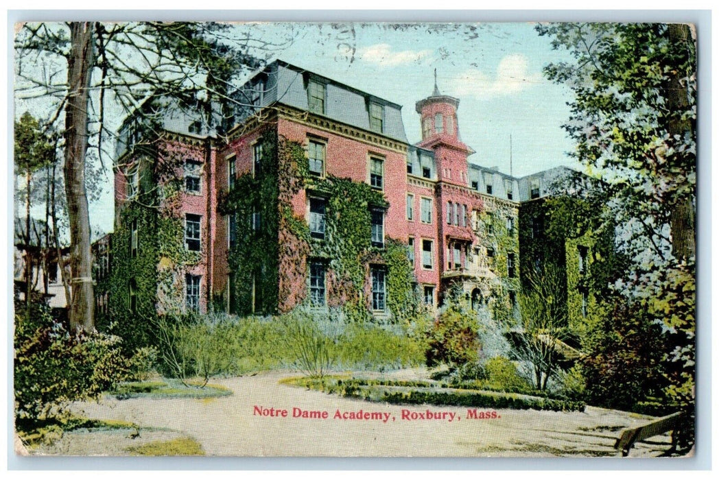 1911 Notre Dame Academy Building Roxbury Massachusetts MA Antique Postcard