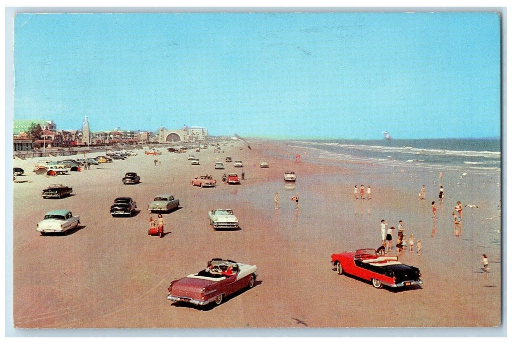 1962 Classic Red Cars Worlds Famous Beach Daytona Beach Florida Vintage Postcard