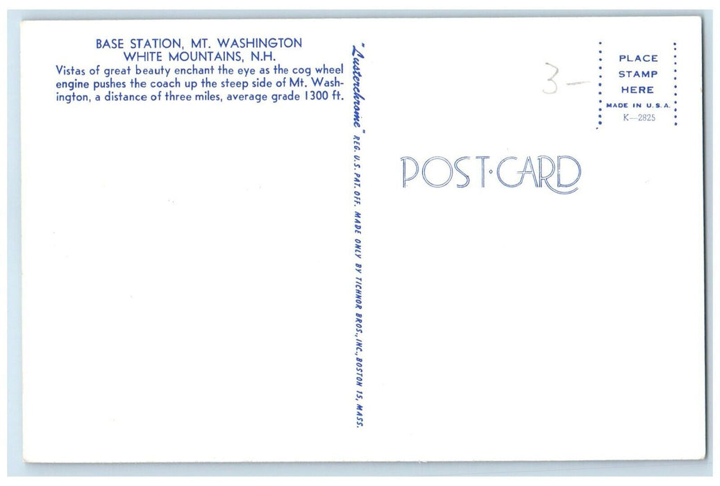 c1960 Base station Mt Washington White Mountains New Hampshire Unposted Postcard