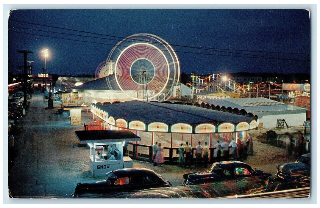 c1960 Amusement Area Park Night Myrtle Beach South Carolina SC Unposted Postcard