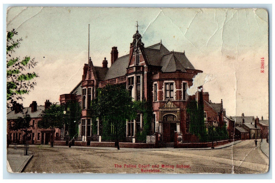 c1910 Police Court and Mining School Nuneaton Warwickshire England Postcard