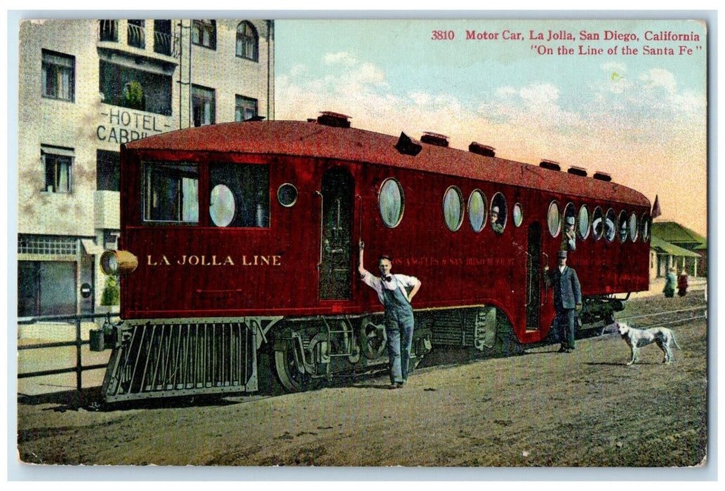 1910 On Line Of The Santa Fe Motor Car La Jolla San Diego California CA Postcard