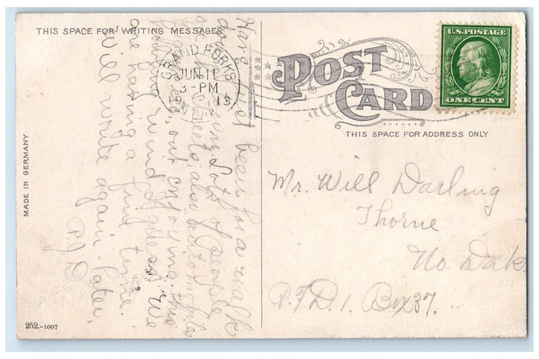 1913 Alpha Ave Post Office Methodist Church Grand Forks North Dakota ND Postcard