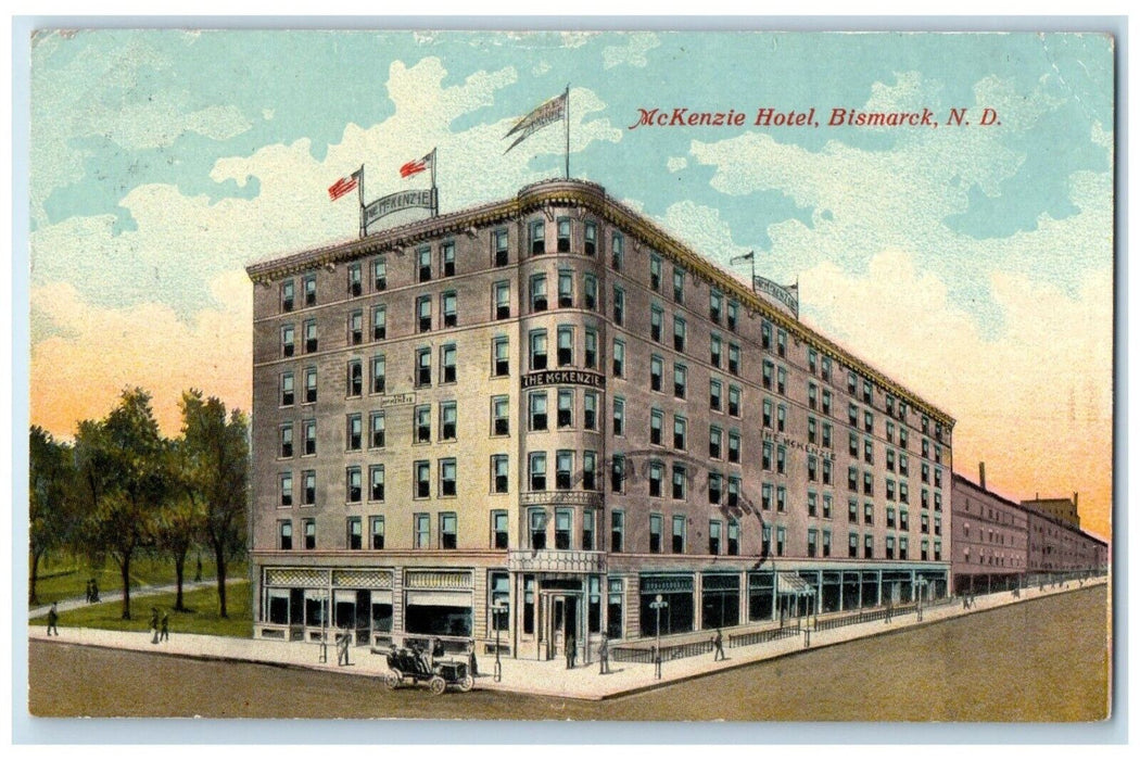 1912 Exterior View McKenzie Hotel Bismarck North Dakota Vintage Antique Postcard