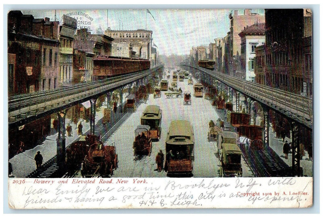 c1905 Aerial View Bowery Elevated Road Streetcar New York NY Unposted Postcard