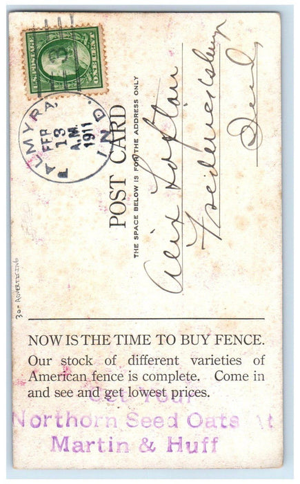 1911 American Fence Advertising Palmyra Indiana IN Posted Antique Postcard