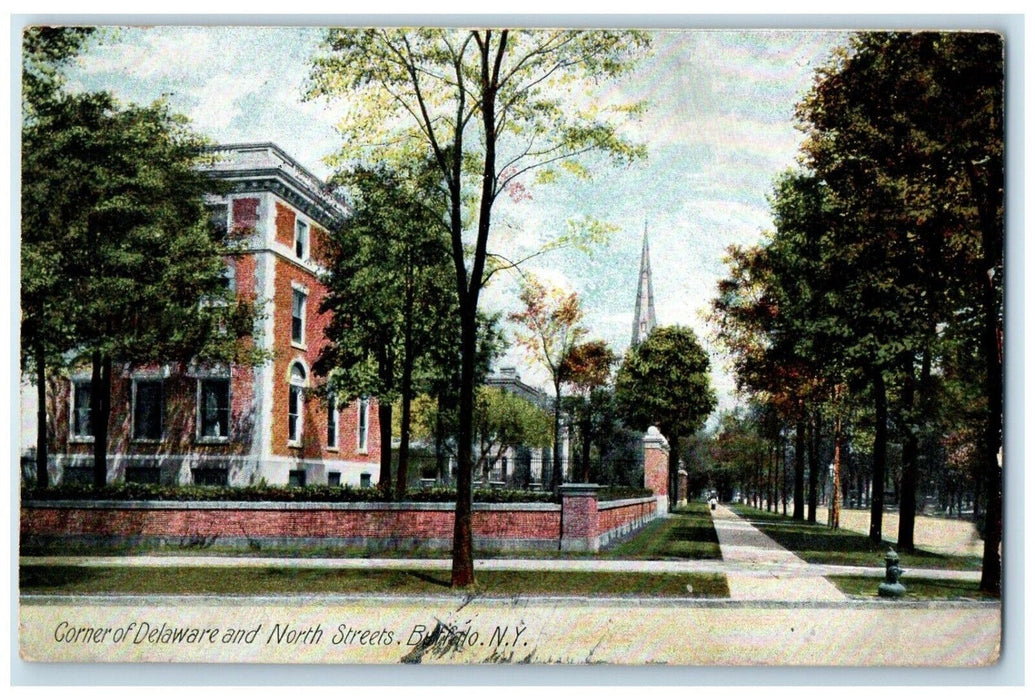 1907 Corner Delaware North Streets Buildings Buffalo New York NY Posted Postcard