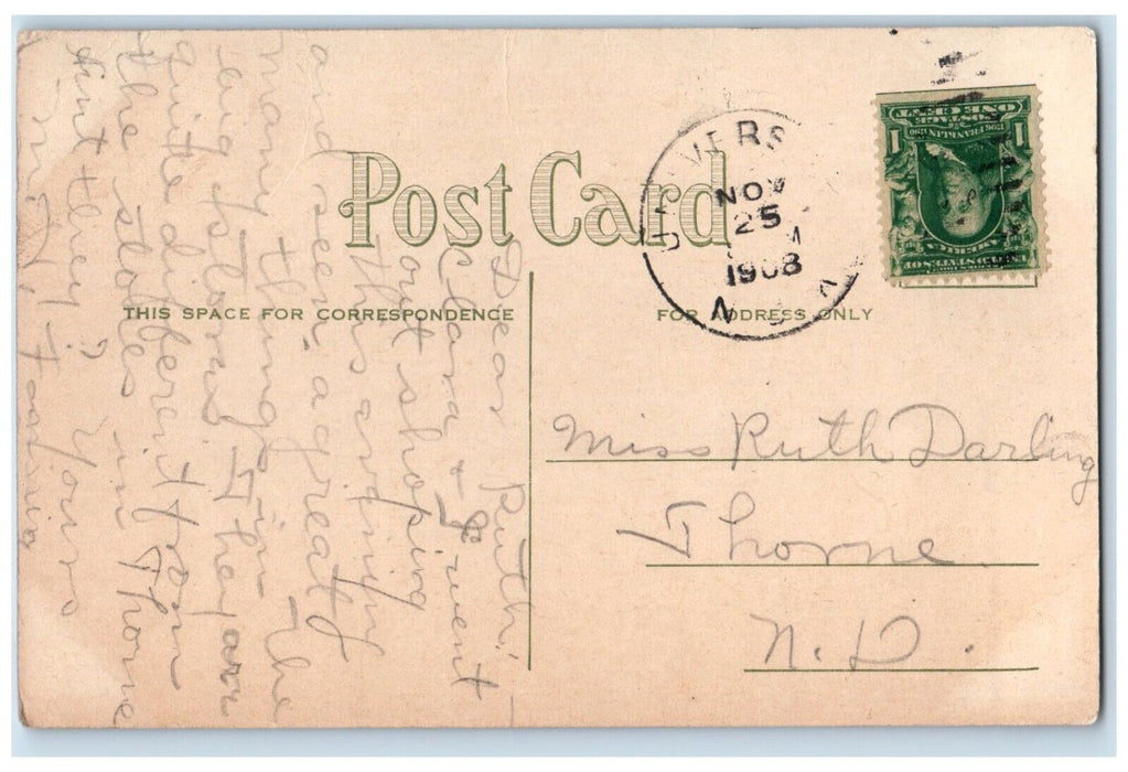1908 Exterior View Metropolitan Theatre Grand Forks North Dakota Posted Postcard