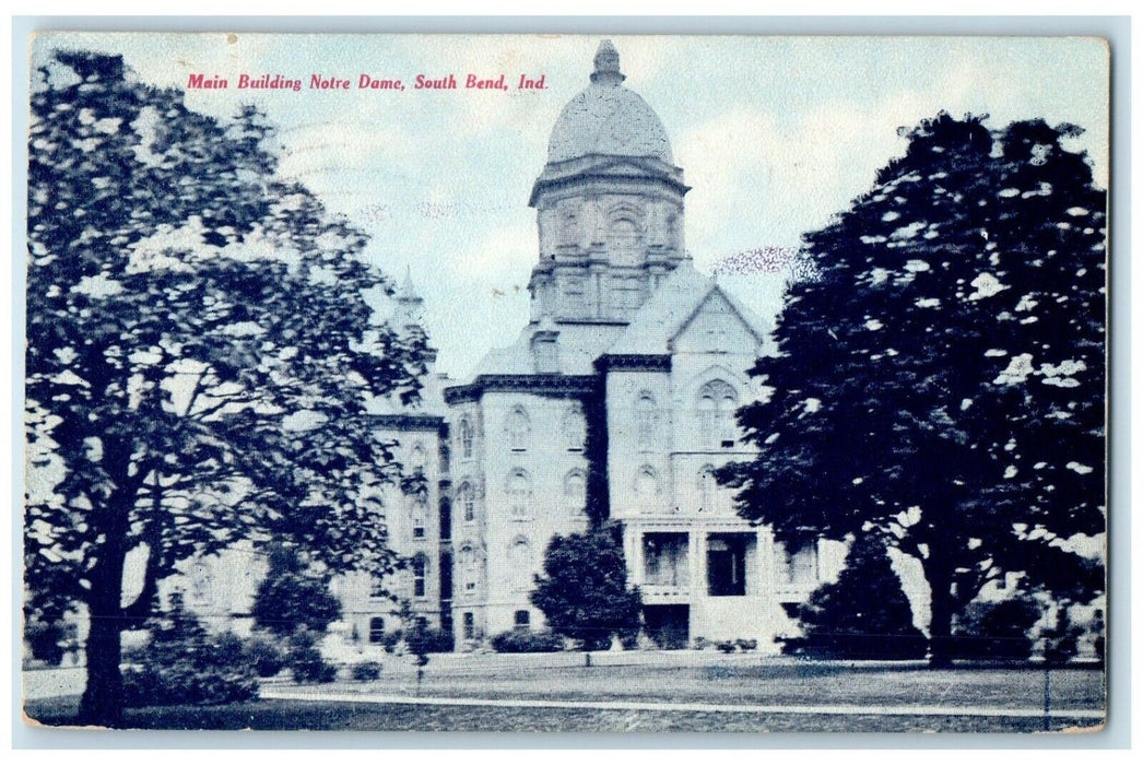 1908 Exterior View Main Building Notre Dame South Bend Indiana Vintage Postcard