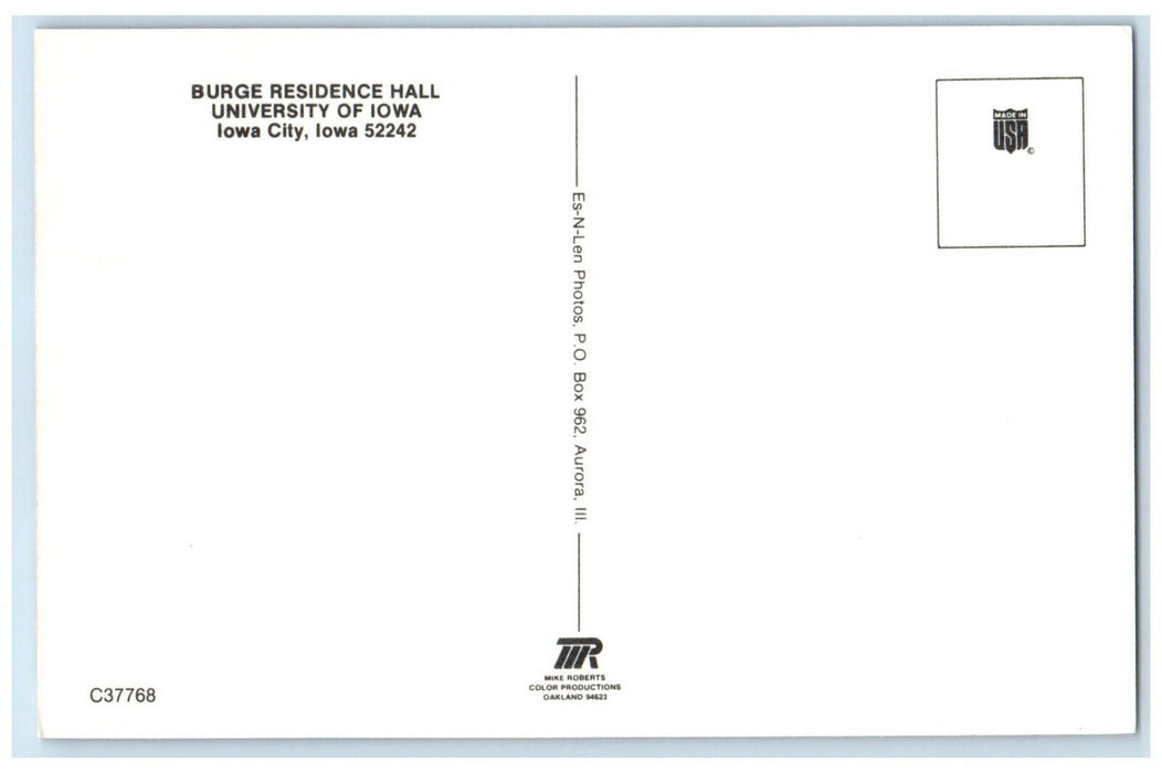 c1960 Burge Residence Hall University Exterior Building Iowa City Iowa Postcard