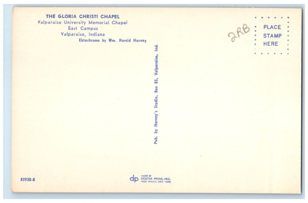 c1960 Gloria Christi Chapel Valparaiso University Memorial Indiana IN Postcard